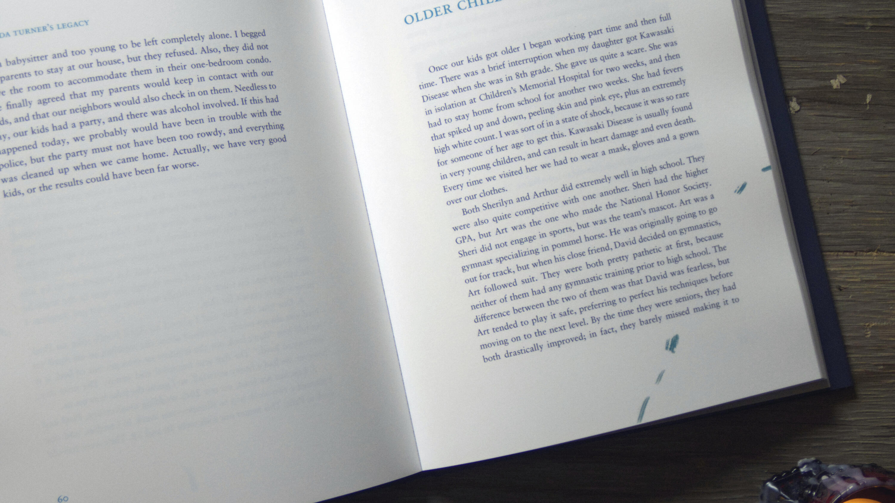 A sample of the manuscript design, showcasing the chapter title pages. The dotted brushstroke motif is repeated here in a corner, around the text.